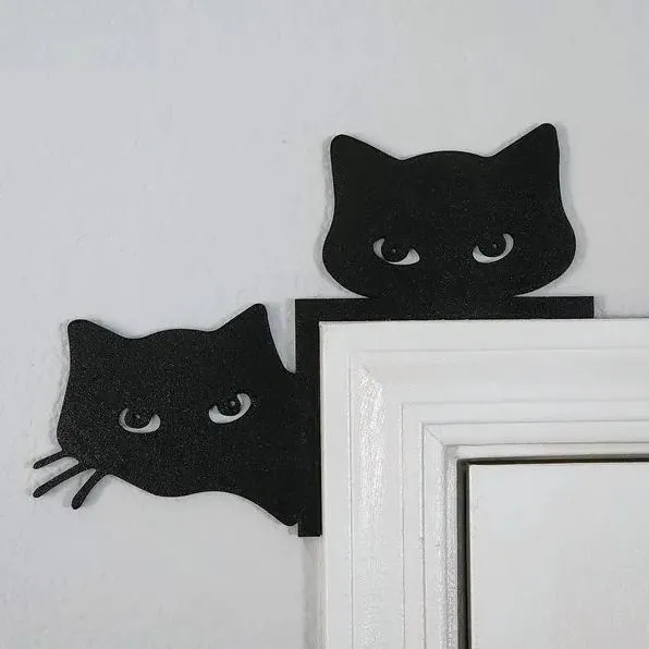 Metal Adorable Cat Door Topper