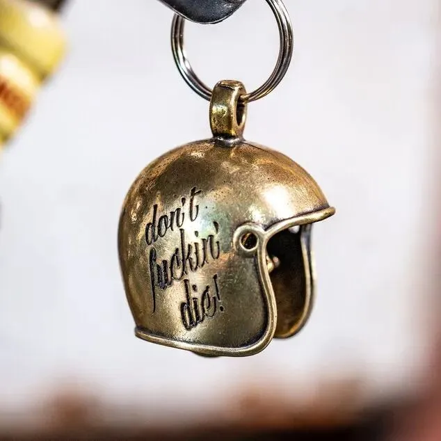 Brass Skull Motorcycle Guardian Gremlin Bell Hanger