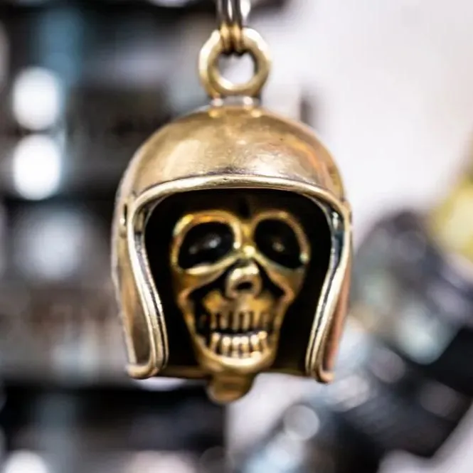 Brass Skull Motorcycle Guardian Gremlin Bell Hanger