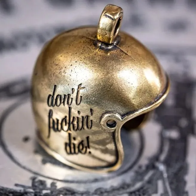 Brass Skull Motorcycle Guardian Gremlin Bell Hanger