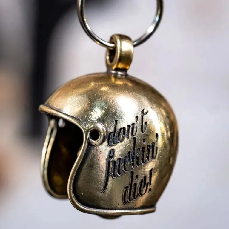 Brass Skull Motorcycle Guardian Gremlin Bell Hanger