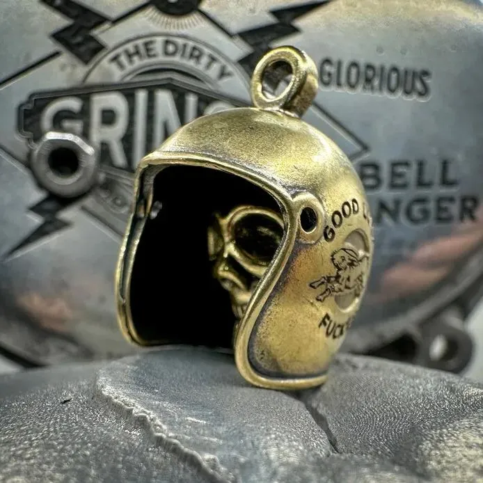 Brass Skull Motorcycle Guardian Gremlin Bell Hanger