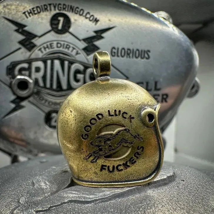 Brass Skull Motorcycle Guardian Gremlin Bell Hanger