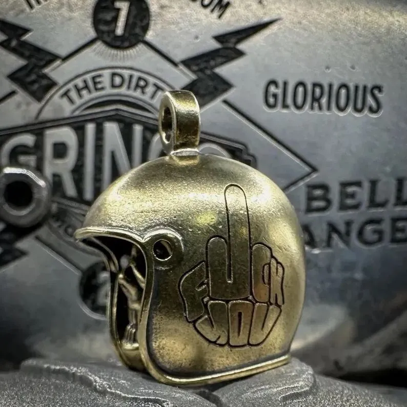 Brass Skull Motorcycle Guardian Gremlin Bell Hanger