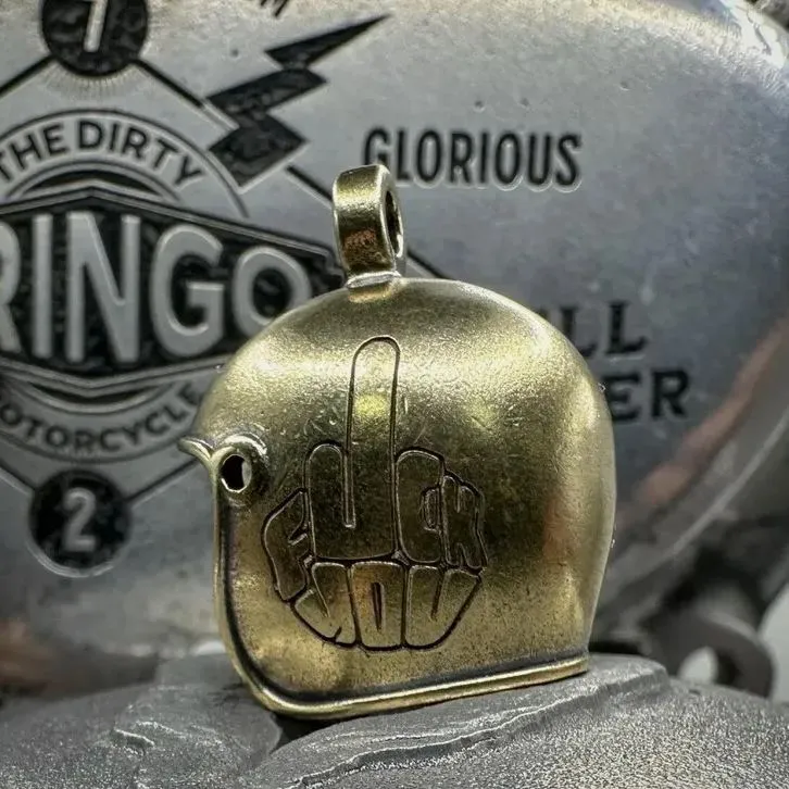 Brass Skull Motorcycle Guardian Gremlin Bell Hanger