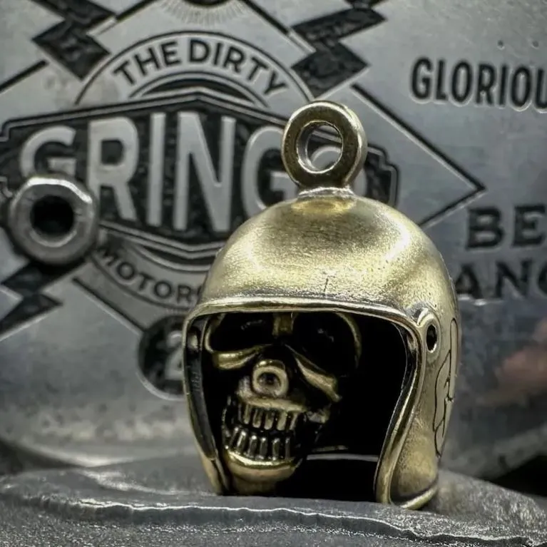 Brass Skull Motorcycle Guardian Gremlin Bell Hanger