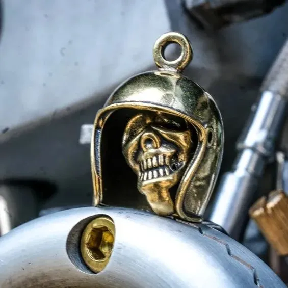 Brass Skull Motorcycle Guardian Gremlin Bell Hanger