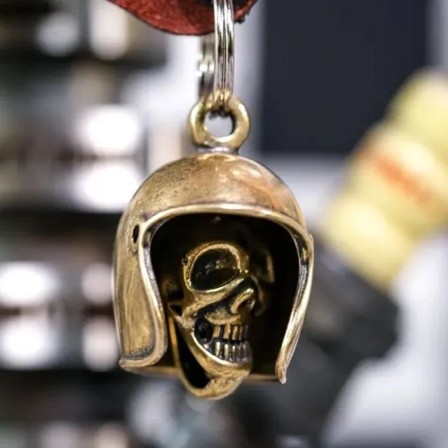 Brass Skull Motorcycle Guardian Gremlin Bell Hanger