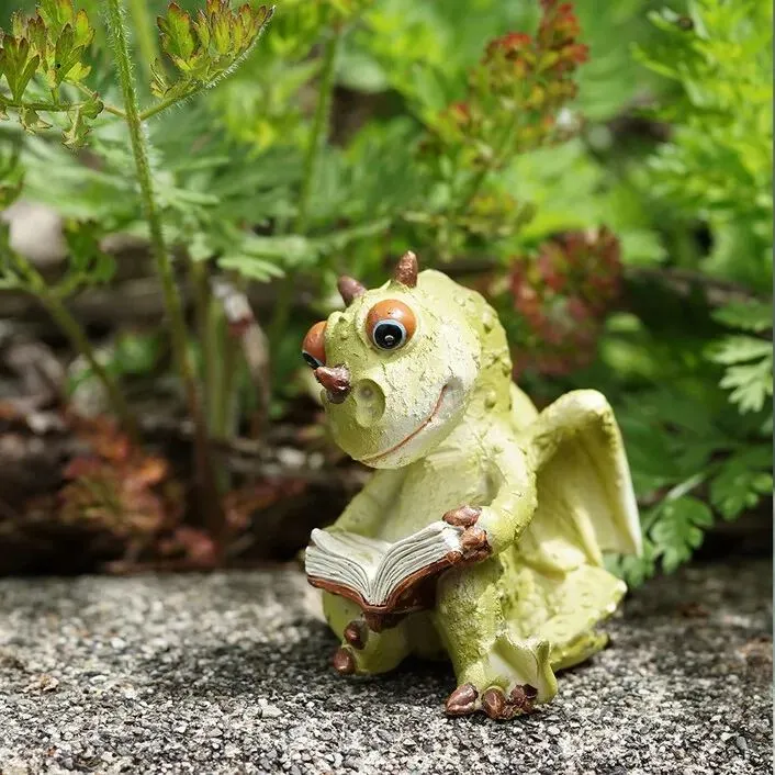 🔥🔥2025 Mother's Day Gift 50% Off--Miniature Green Dragon Reading on Giant Book Figurine
