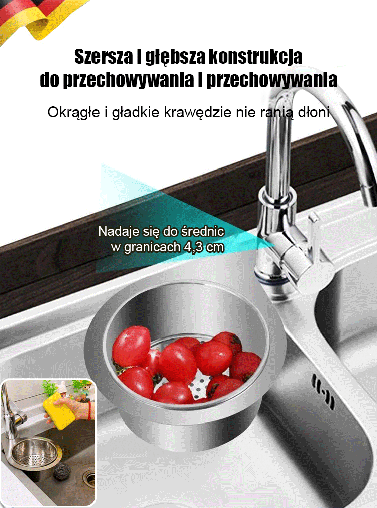 Kosz ociekowy ze stali nierdzewnej 304