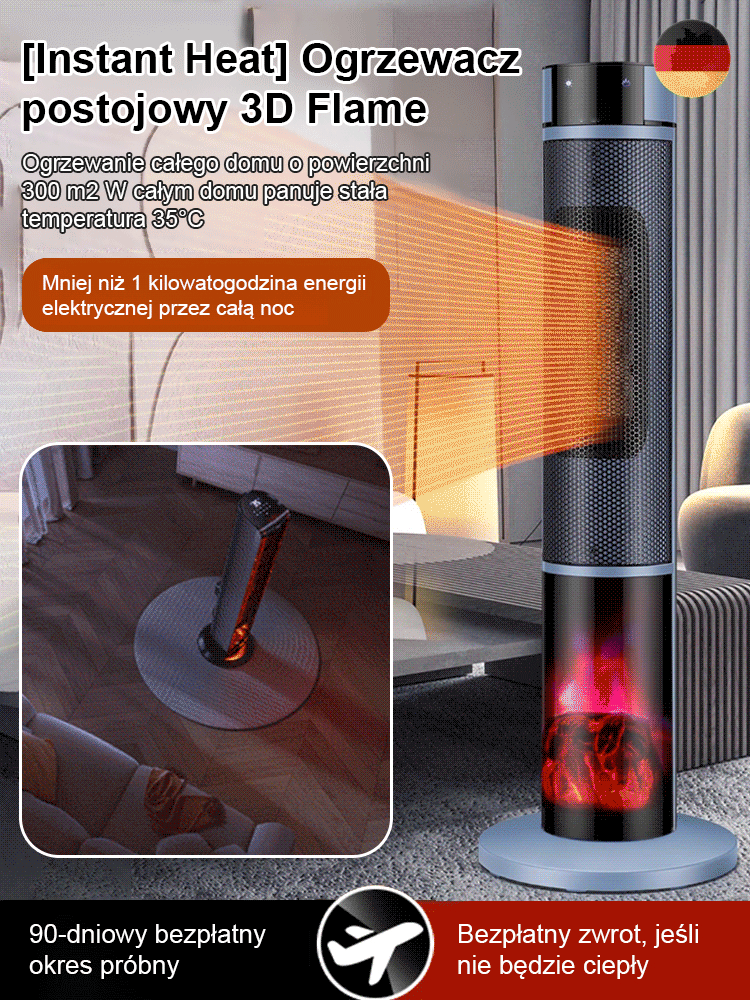  ⚡️【Nagrzewanie w 1 sekundę】 Trójstopniowy, regulowany grzejnik z płomieniem 3D o dużej powierzchni! 🔊 Zużywa tylko 1 kWh energii elektrycznej przez 12 godzin. Ogrzewa do 200 m² w 5 minut.