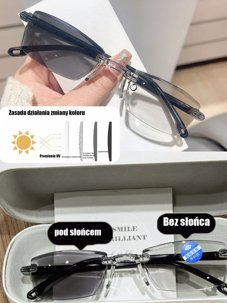 Zmieniające kolor okulary do czytania chroniące przed niebieskim światłem