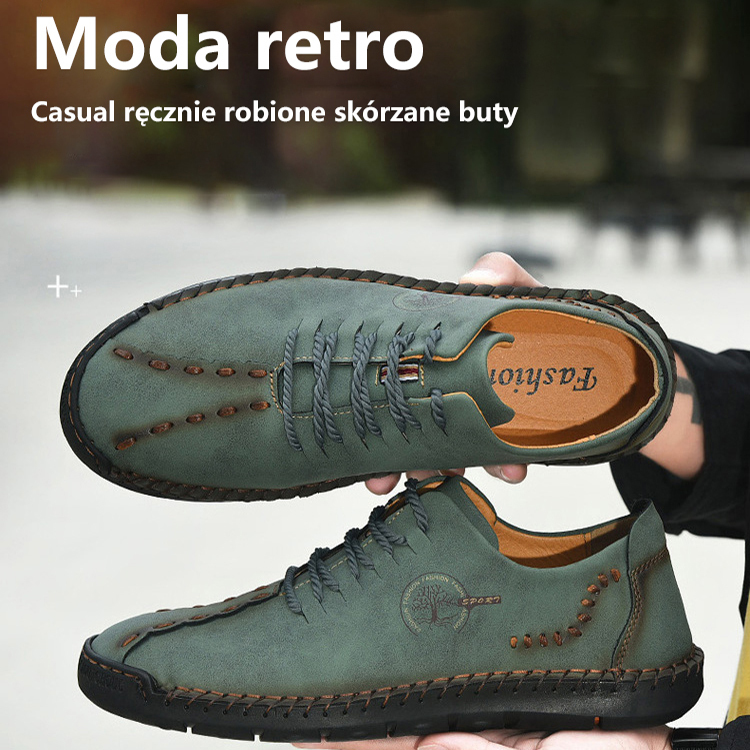 Niskie buty ręcznie robione skórzane