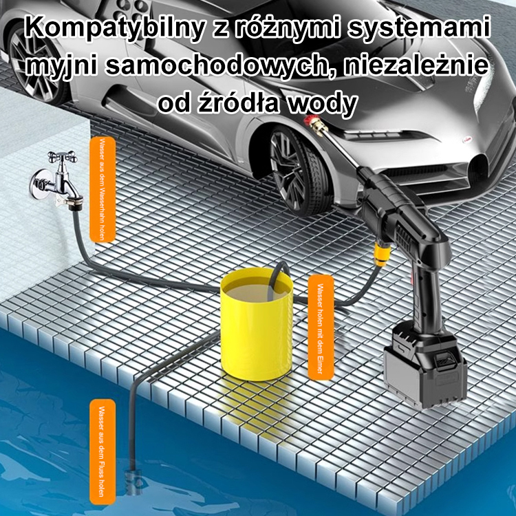 Wysokociśnieniowa myjka samochodowa z akumulatorem litowym z Niemiec🚗💦 Mocny silnik, strumień wody o zasięgu 20 metrów, pojazd można wyczyścić w 5 minut