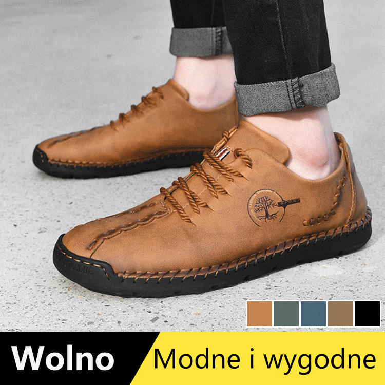 Niskie buty ręcznie robione skórzane