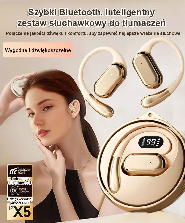 【Przetłumacz na 144 języki】🎧 Inteligentny zestaw słuchawkowy do tłumaczenia
