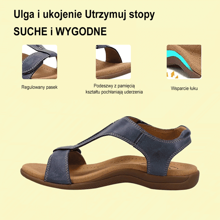 Płaskie sandały z masażem łuku Sandały plażowe na rzepy
