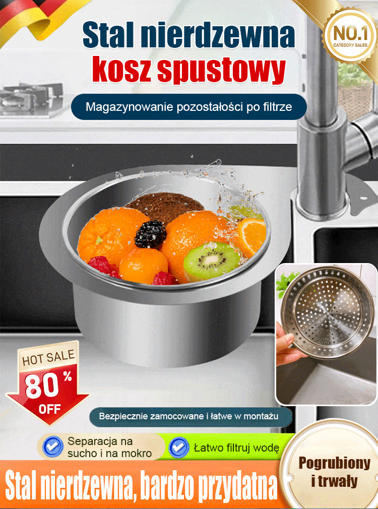 Kosz ociekowy ze stali nierdzewnej 304