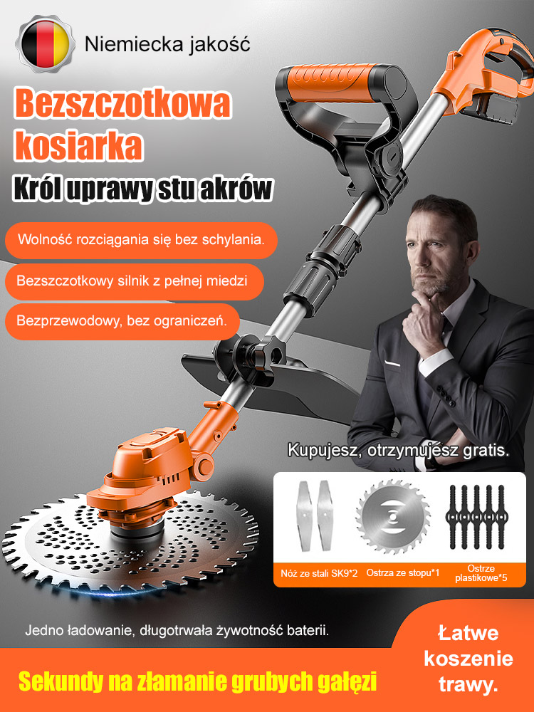 【Lekka praca na tysiąc akrów】Poręczna kosiarka ręczna z akumulatorem litowym oszczędzająca wysiłek.