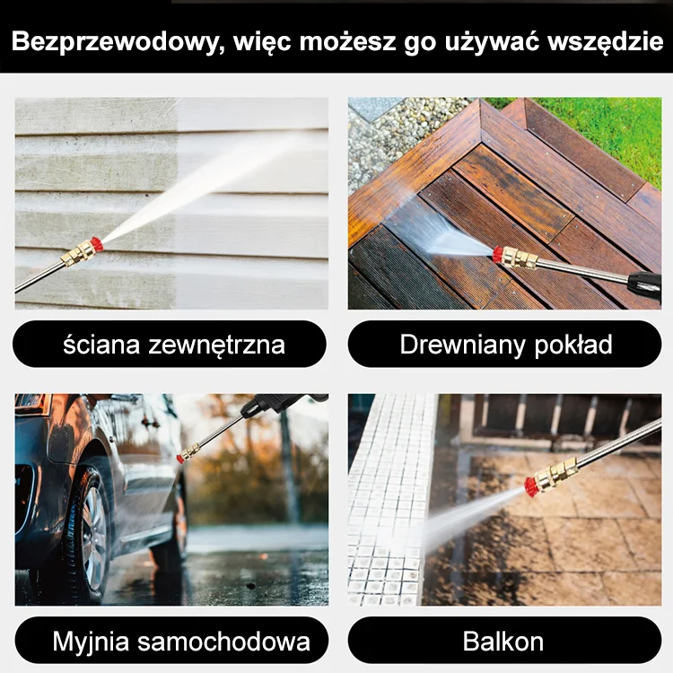 Wysokociśnieniowa myjka samochodowa z akumulatorem litowym z Niemiec🚗💦 Mocny silnik, strumień wody o zasięgu 20 metrów, pojazd można wyczyścić w 5 minut