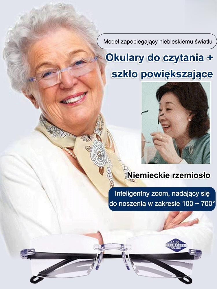 Okulary do czytania z automatycznym zoomem