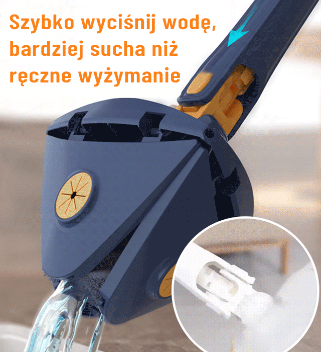 Samoczynnie wyciskany i suchy mop trójkątny na mokro