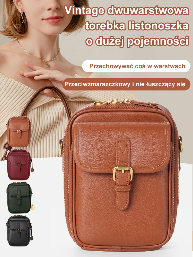 【Koniec z Bałaganem!】Vintage dwuwarstwowa torebka listonoszka o dużej pojemności.👛 Ultra Pojemna, Perfekcyjnie Zorganizowana!