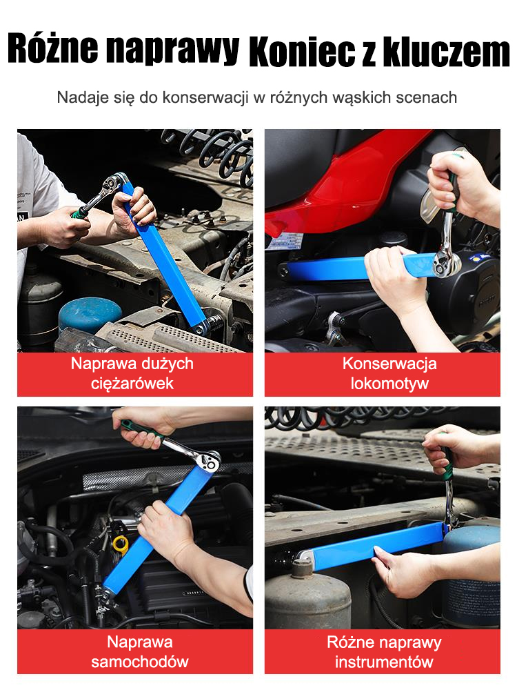 Wielofunkcyjny klucz przedłużający z grzechotką