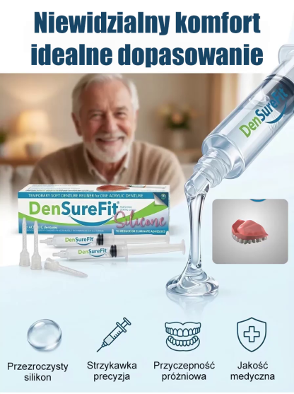 Odzyskaj Pełną Swobodę Uśmiechu! 🦷 Masz dość luźnych protez i chemicznego smaku kleju? Odkryj innowacyjną silikonową wkładkę, która trwale i bezpiecznie stabilizuje Twoją protezę.