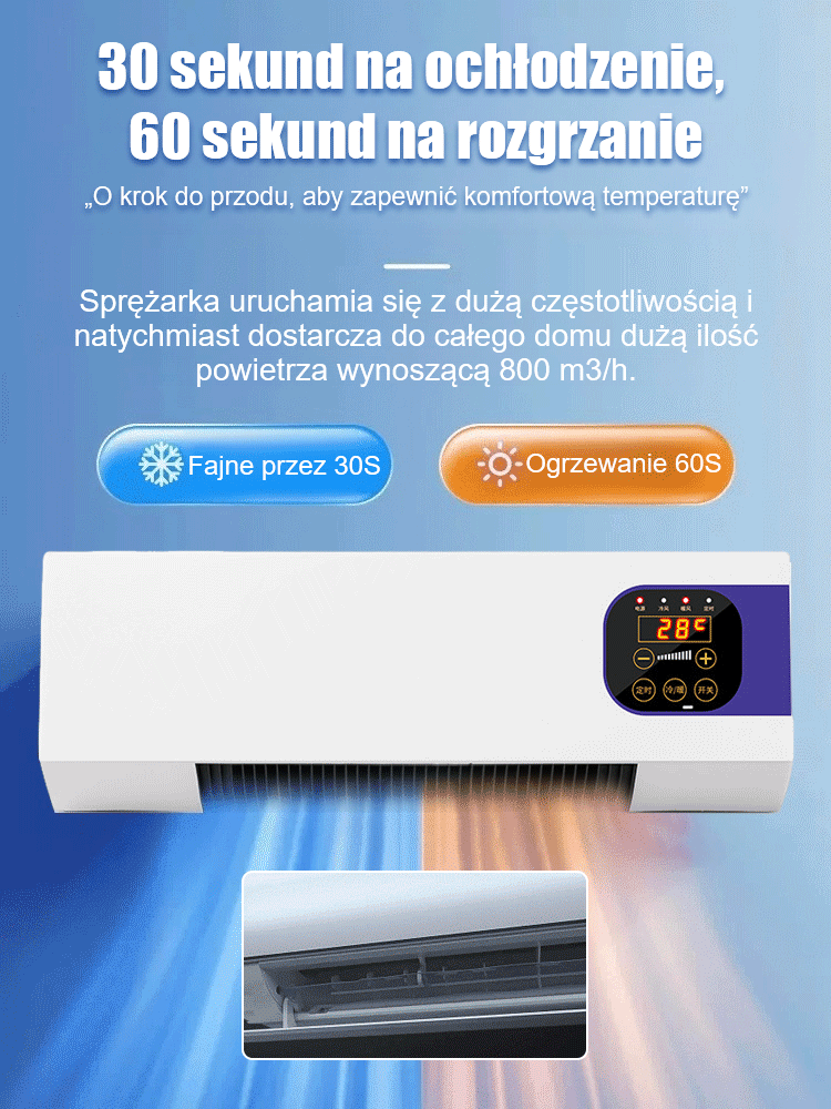 Klimatyzator ścienny z funkcją chłodzenia i ogrzewania