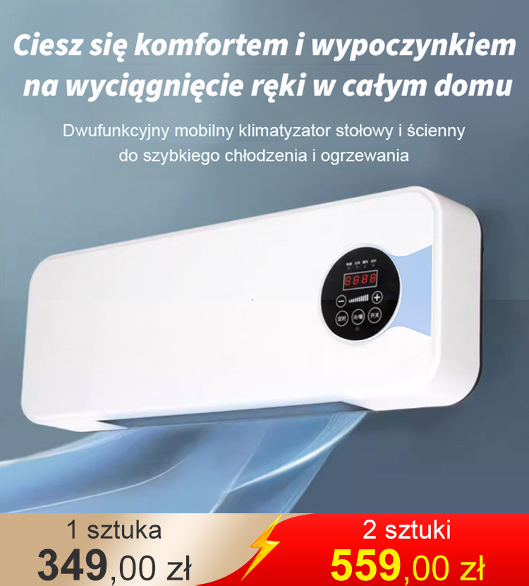 Przenośny mały klimatyzator ścienny do użytku domowego