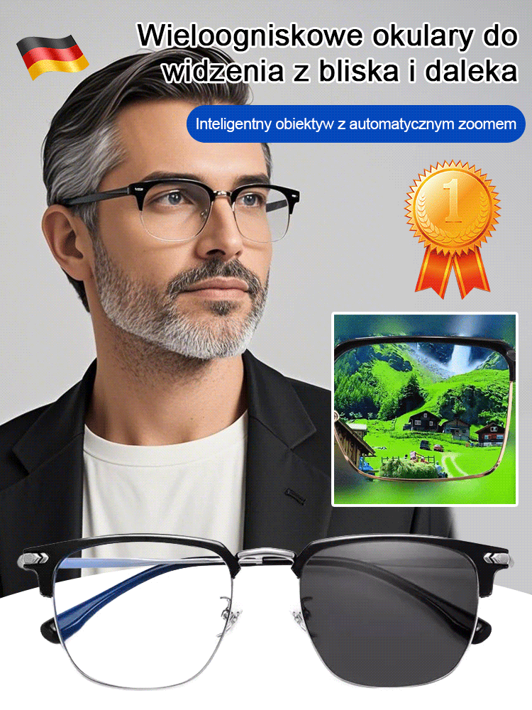 【14dniowy okres próbny za darmo】Automatyczne okulary do czytania z funkcją powiększania i filtrem światła niebieskiego