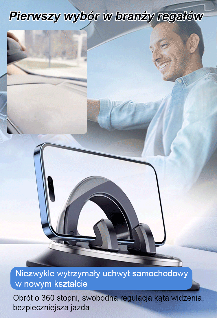 360-stopniowy obrotowy uchwyt samochodowy zapobiegający wstrząsom