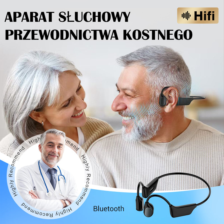 【A tiszta hallás világa】Słuchawki Bluetooth z przewodnictwem kostnym jako aparat słuchowy