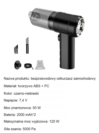 【10x większa moc ssania!】✨ Wielofunkcyjny odkurzacz samochodowy z funkcją odkurzania, dmuchania i pompowania