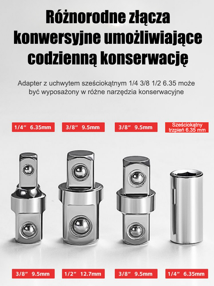 Wielofunkcyjny klucz przedłużający z grzechotką