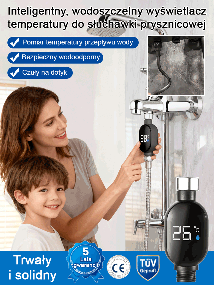Inteligentny, wodoszczelny wyświetlacz temperatury do słuchawki prysznicowej 💧Rewolucja w Twoim domu: Gorąca woda bez prądu i gazu!