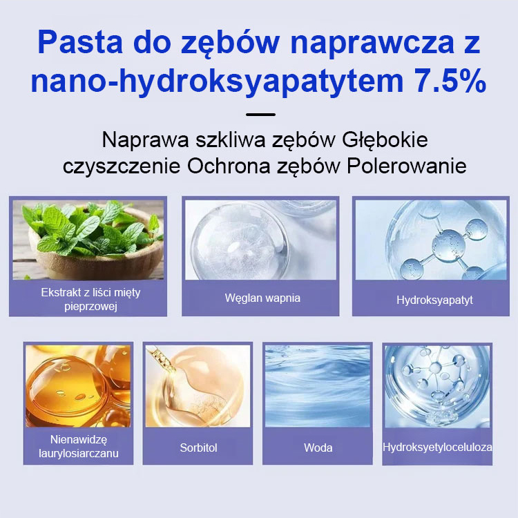 【Przełom w higienie jamy ustnej】✨Innowacyjna pasta z nHAp odbudowuje mikrouszkodzenia szkliwa i redukuje nadwrażliwość.