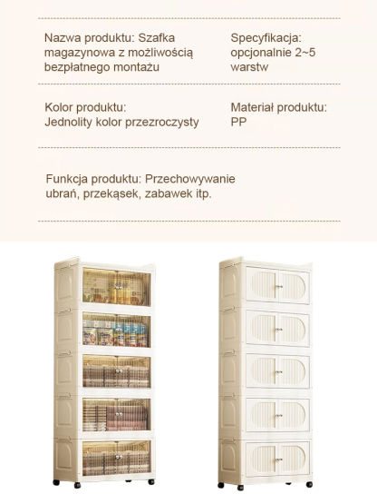 Składana szafka do przechowywania bez montażu.
