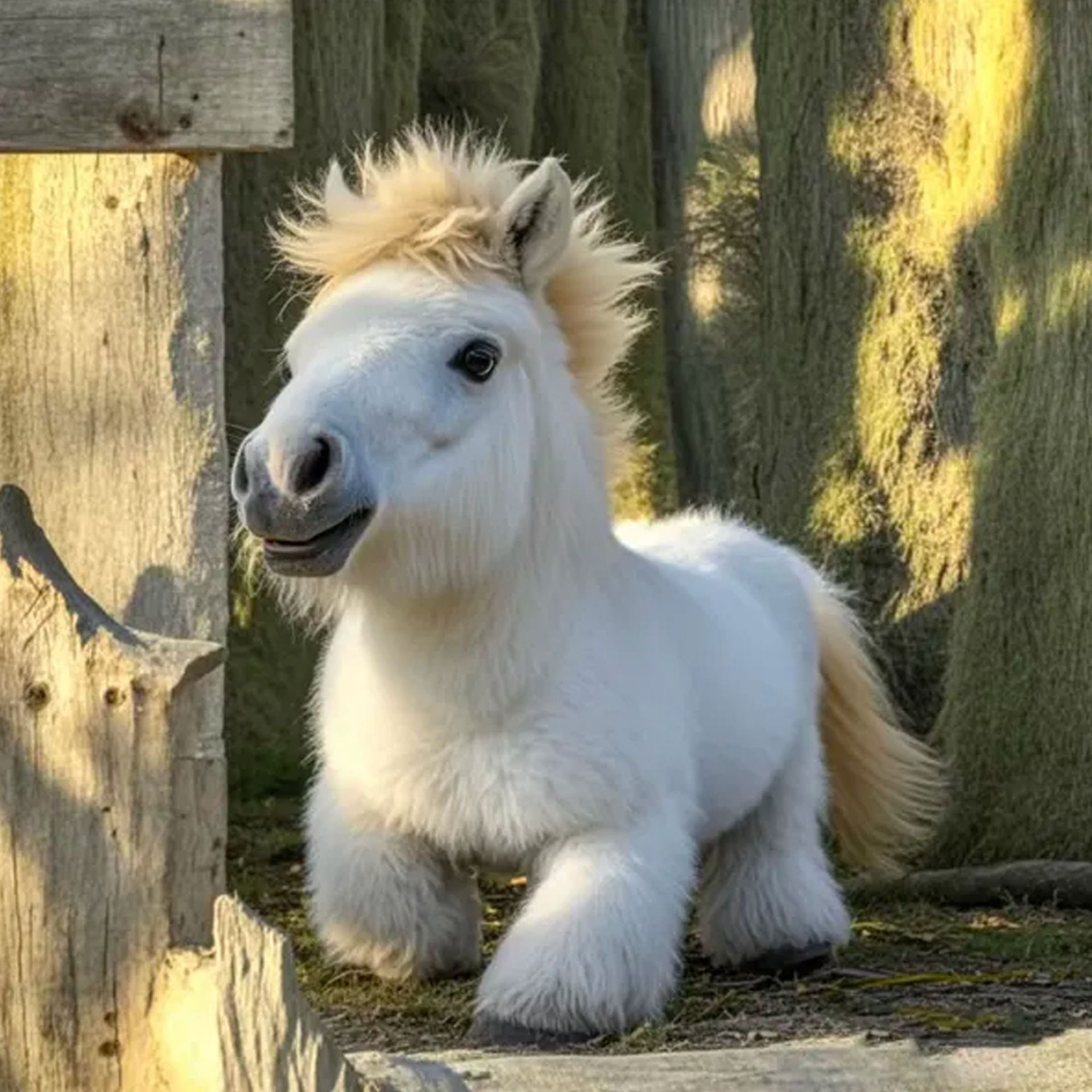 Robot pluszowy kucyk 🐴 Realistyczny design, prawdziwe końskie futro, miękki w dotyku.