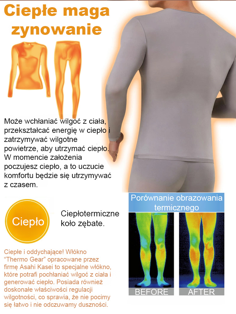 【Zapomnij o warstwach!】Męski ultracienki zestaw termoizolacyjny 🔥Styl i komfort do -20°C.