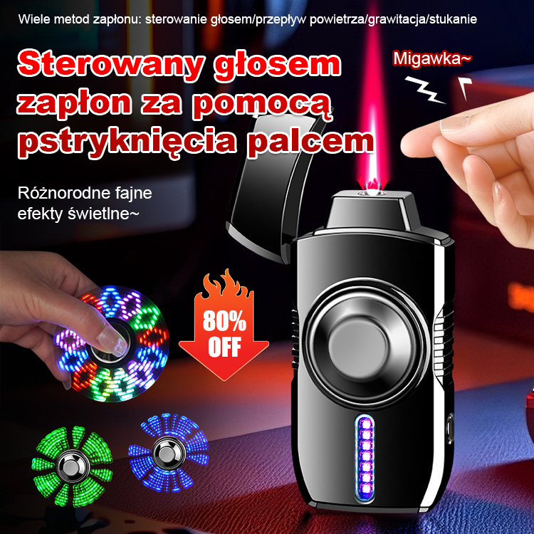 【Bezpłatna wersja próbna】【Wielokolorowe Efekty Świetlne】Metaliczna Inteligentna Zapalniczka Sterowana Głosem