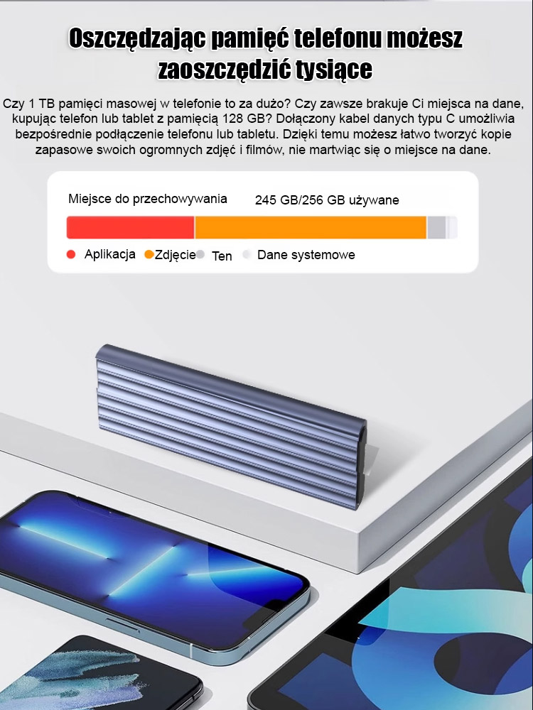  Prędkość 2000MB/s: Twoje biuro w kieszeni! ⚡📁Zapomnij o braku miejsca! Nasz Przenośny Dysk SSD 16TB to potężna wydajność w rozmiarze breloka. Przesyłaj filmy 4K w sekundę i pracuj bez ograniczeń na każdym urządzeniu.