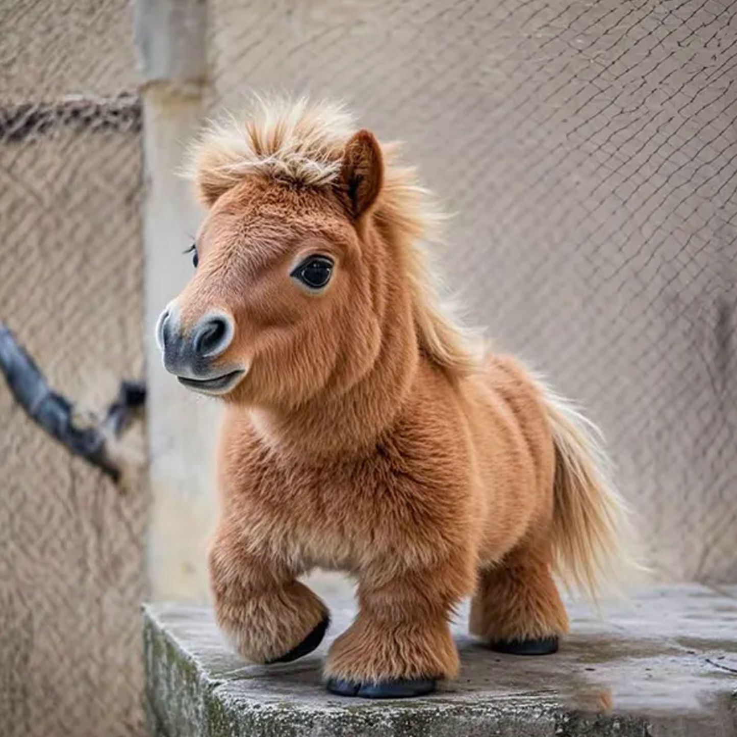 Robot pluszowy kucyk 🐴 Realistyczny design, prawdziwe końskie futro, miękki w dotyku.
