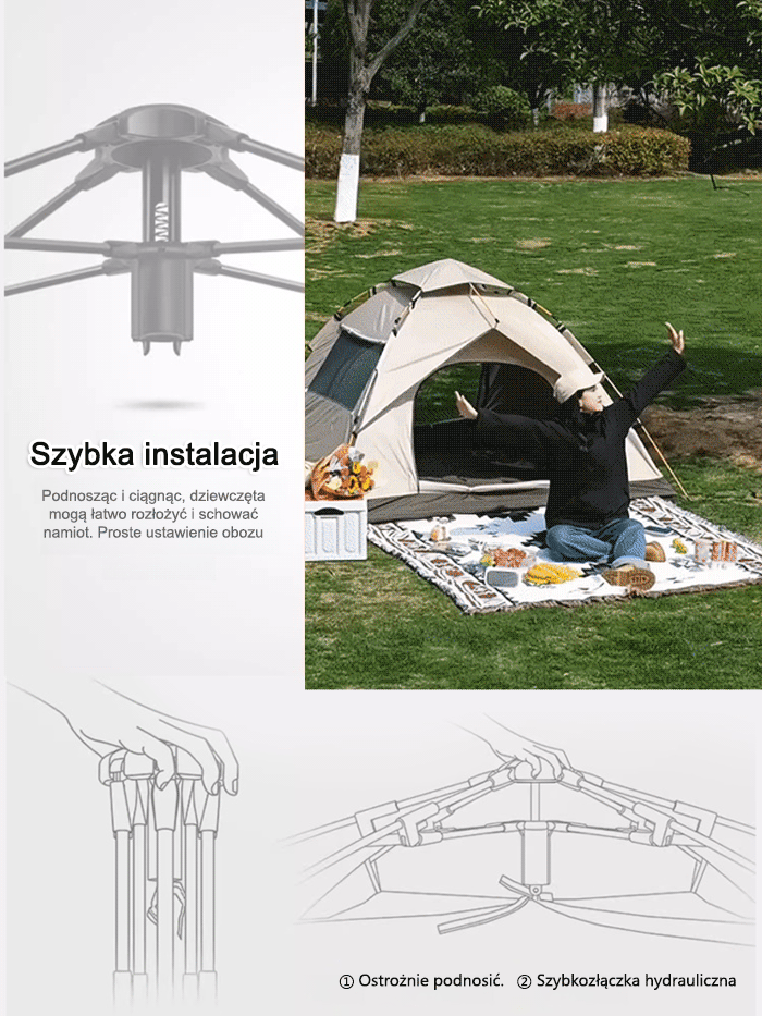W pełni automatyczny, szybko otwierający się namiot kempingowy