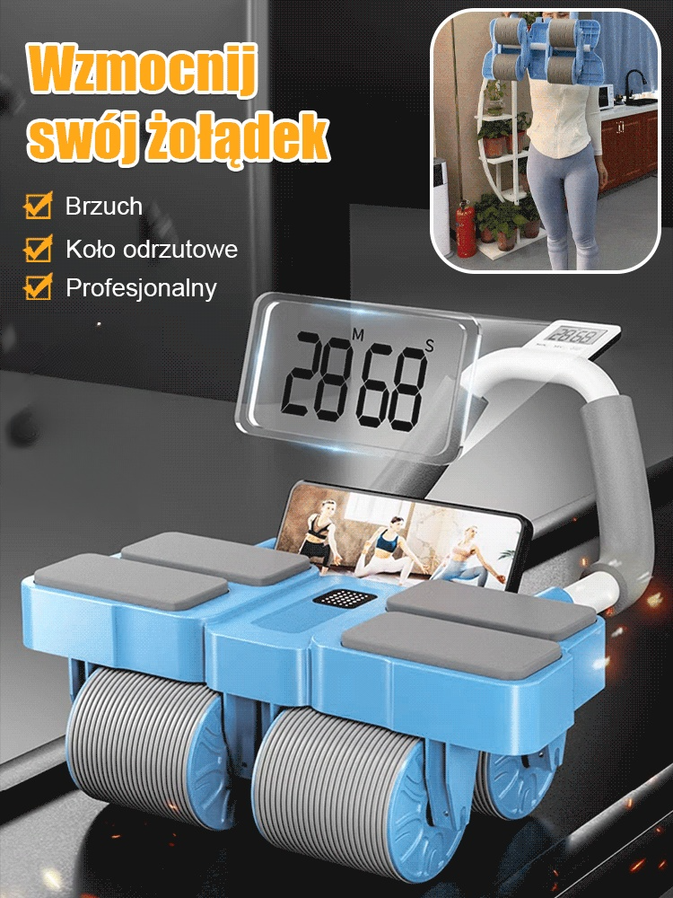 Cztery rundy automatycznego podciągania brzucha i zwijania koła fitness brzucha