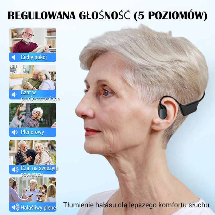 【A tiszta hallás világa】Słuchawki Bluetooth z przewodnictwem kostnym jako aparat słuchowy
