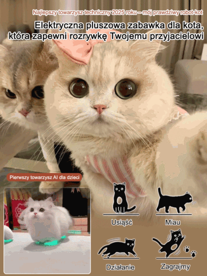 【Nie wymaga karmienia】Prawdziwa elektryczna pluszowa zabawka dla kota. ✨🐱 Będzie zachowywać się wobec Ciebie jak prawdziwy kot