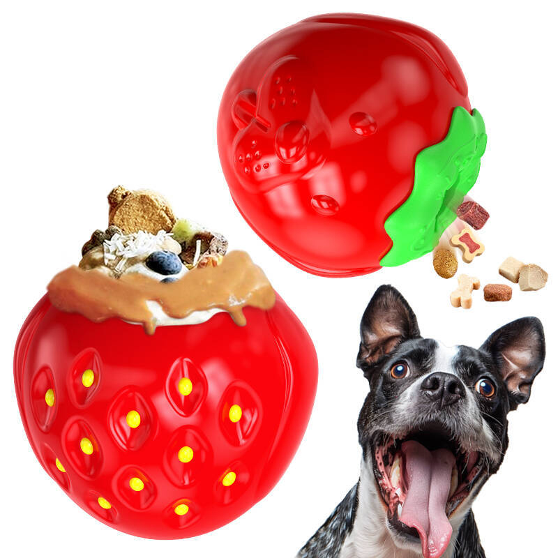 Pet products manufacturer wholesale company's new popular Amazon dog slow food leakage strawberry slow food dog toy
