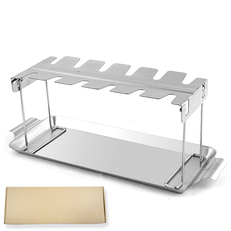 New stainless steel folding grilled chicken leg rack for home and commercial outdoor carrying chassis grilled chicken rack